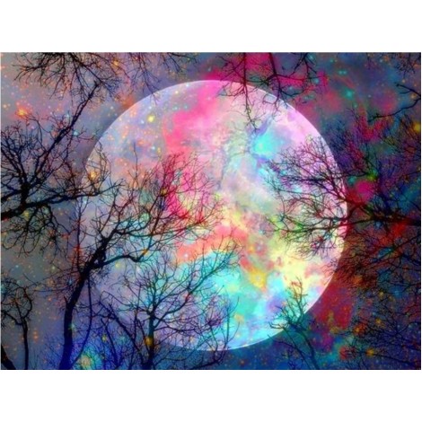 Modern Art Dream Night Sky Moon 5D Square Diamond Painting UK VM1130